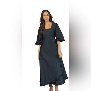 Beau & Ro Waverly Dress in black taffeta NWOT XS